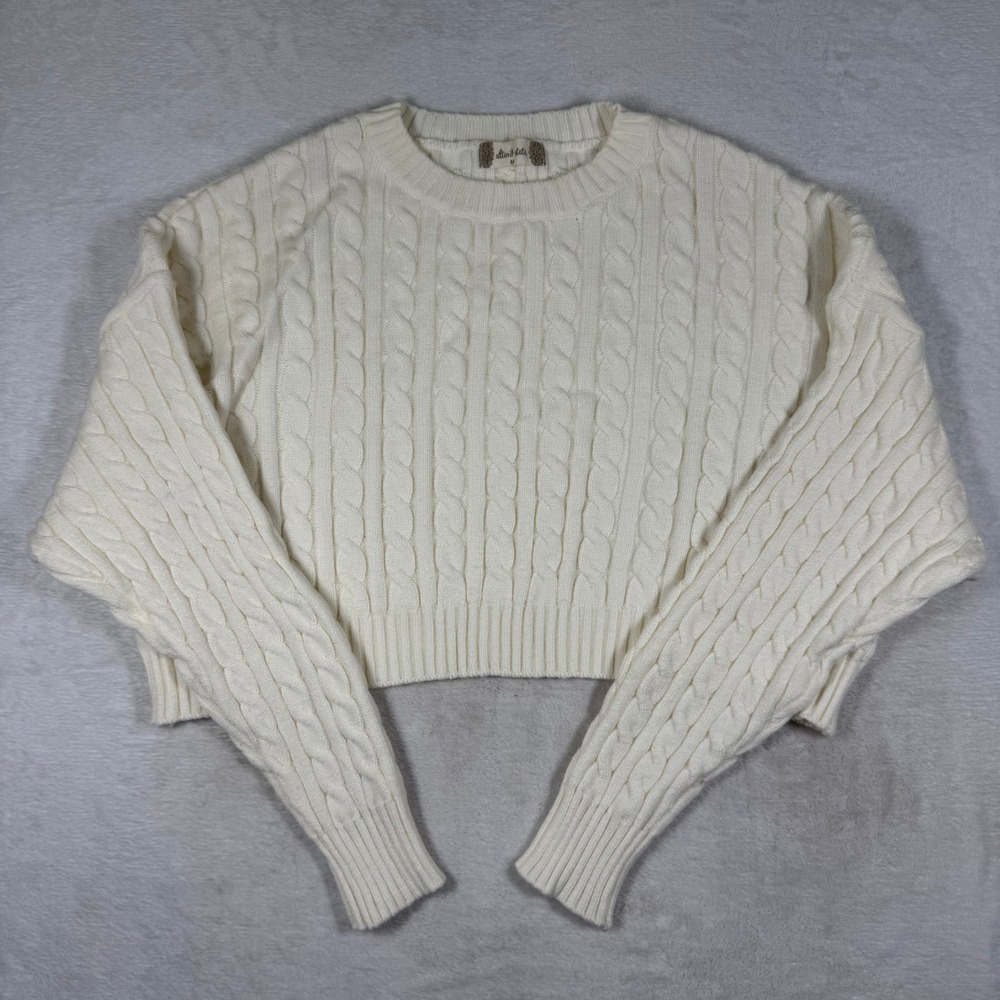 Altar'd‎ State Cream Cable Knit Cropped Sweater M MWT9139-23 Ivory Crew Neck